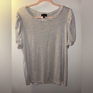 Espresso Gray and White Striped Short Sleeve Tee